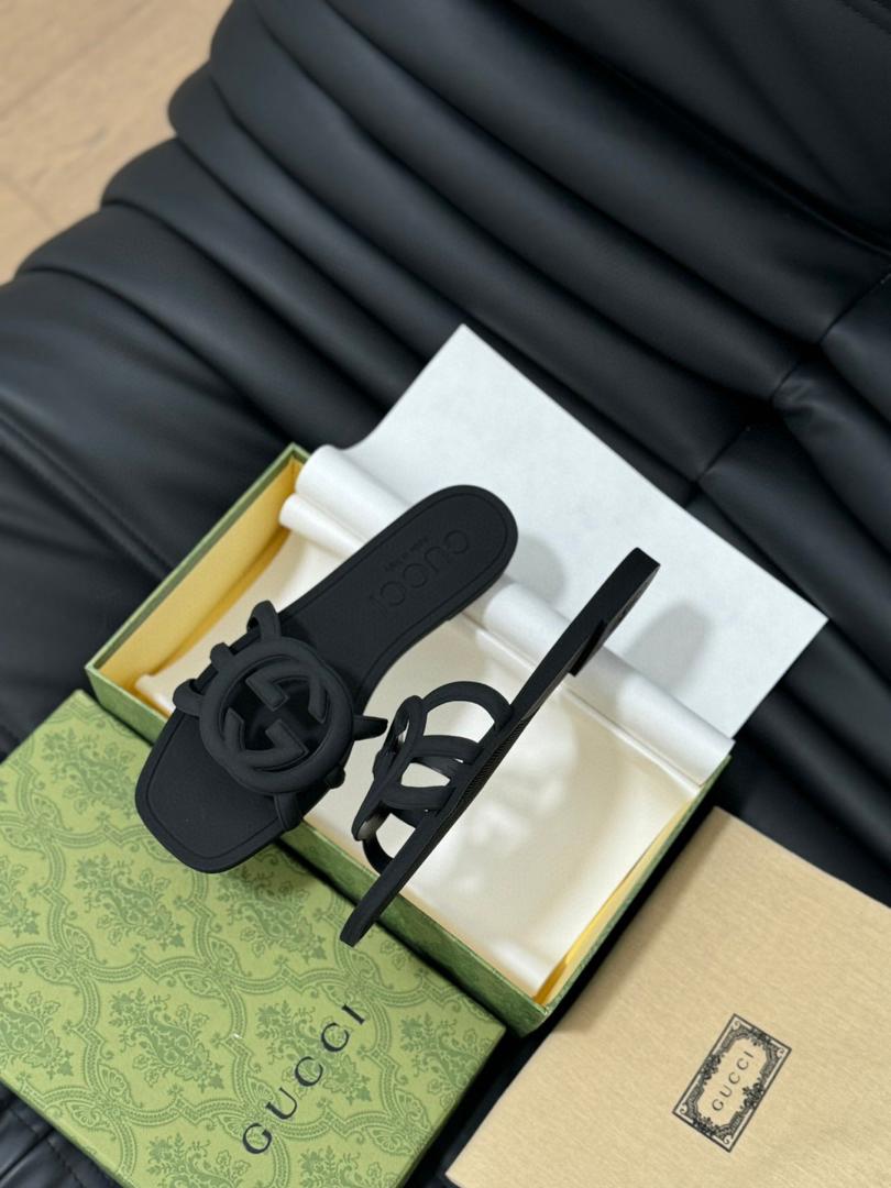 Noir Emblem Slide Sandals