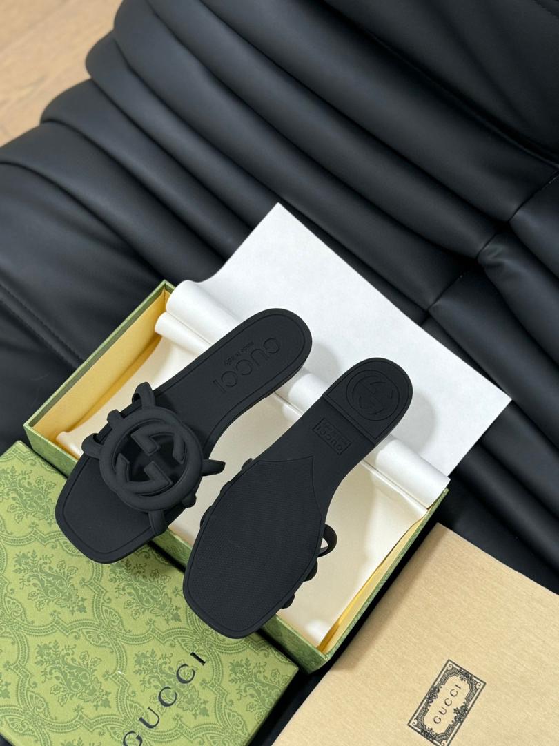 Noir Emblem Slide Sandals