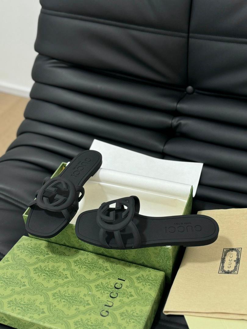 Noir Emblem Slide Sandals