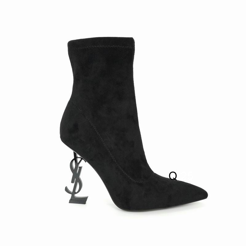 Pointed-Toe Ankle Boots with Sculpted Heel