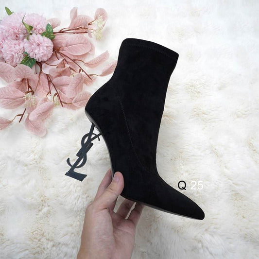 Pointed-Toe Ankle Boots with Sculpted Heel