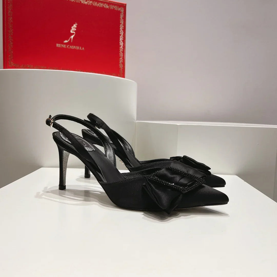 Silk Bow Crystal Heels