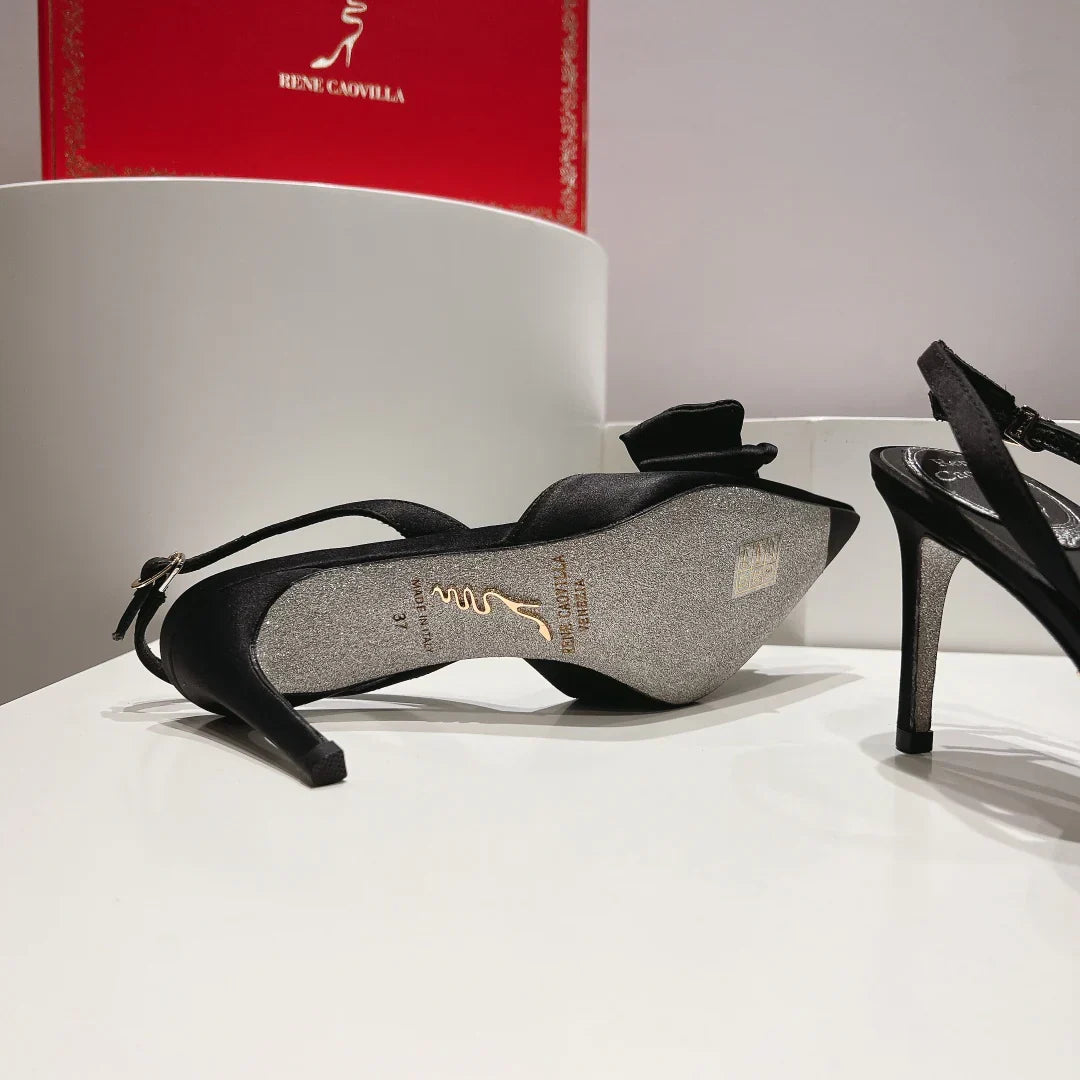 Silk Bow Crystal Heels