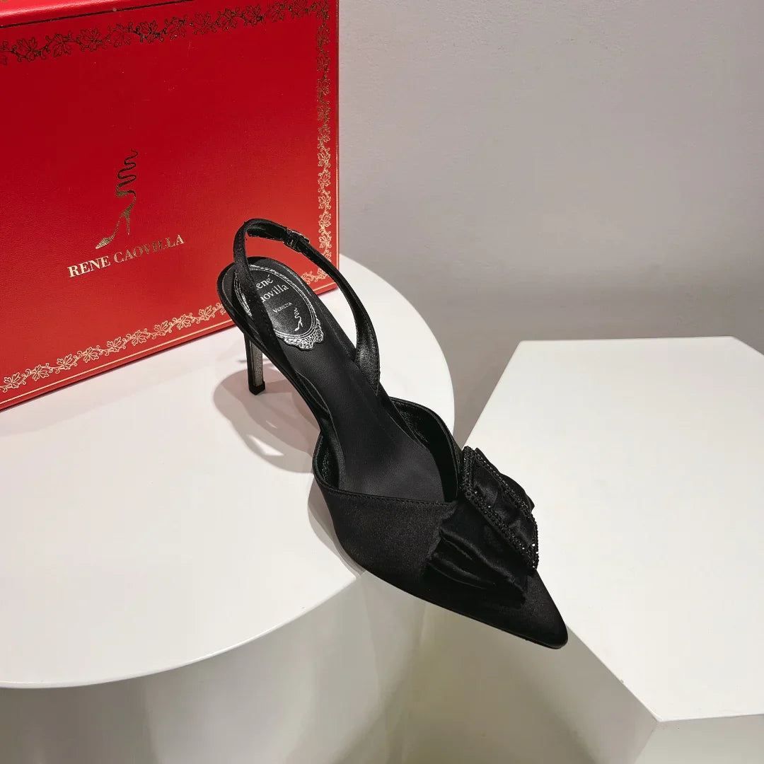 Silk Bow Crystal Heels
