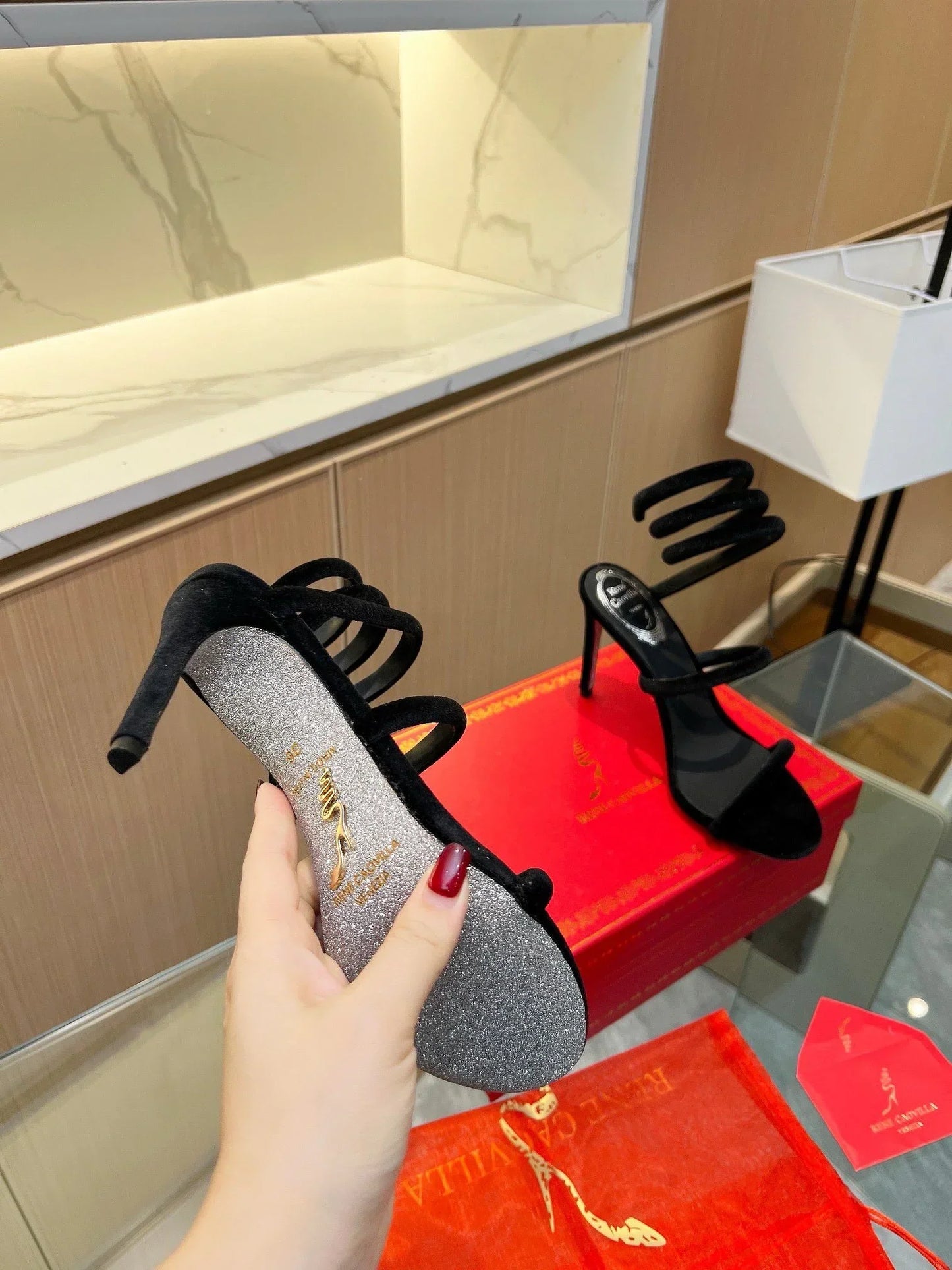 Velvet Snake Crystal Sandals