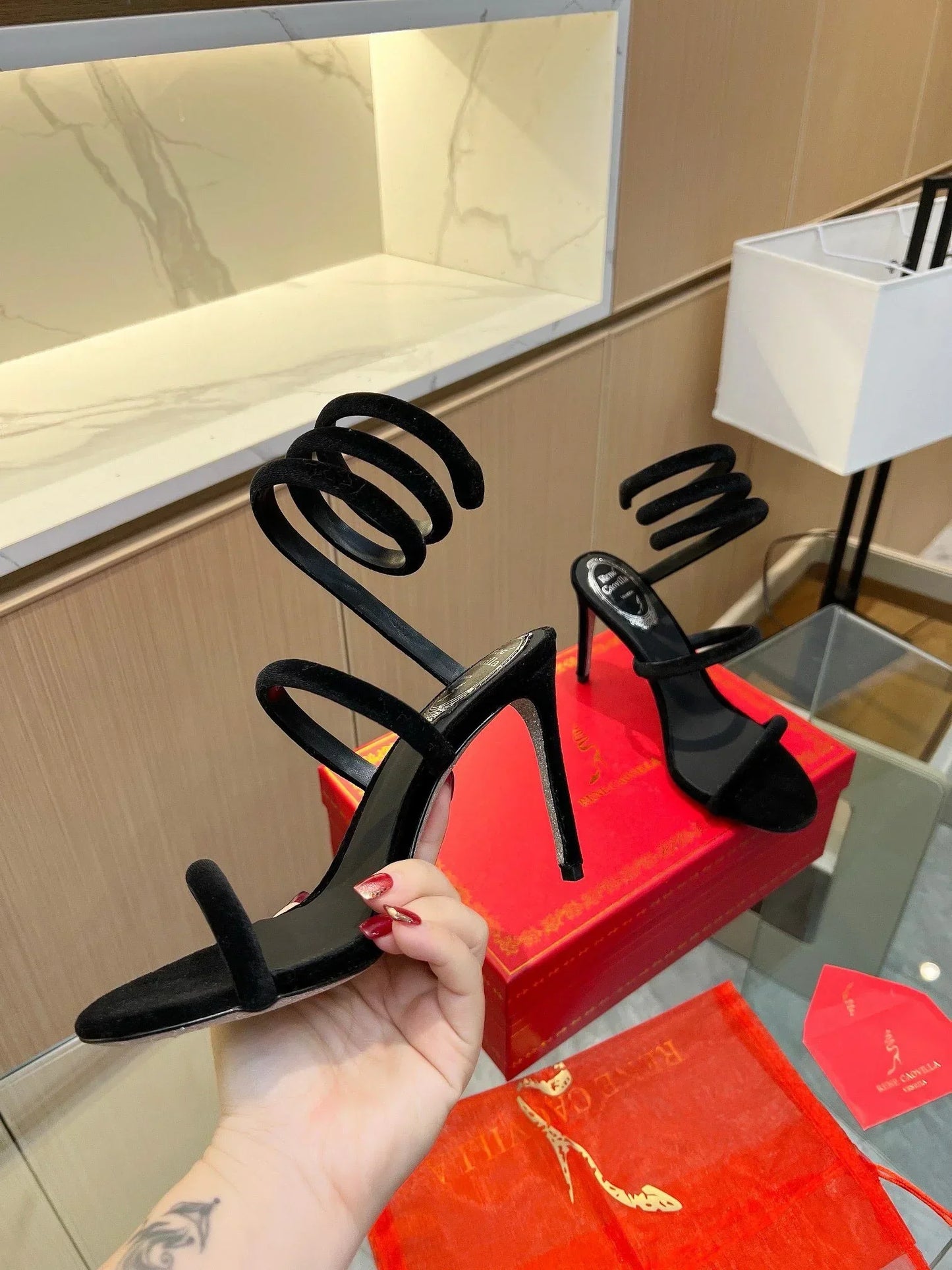 Velvet Snake Crystal Sandals