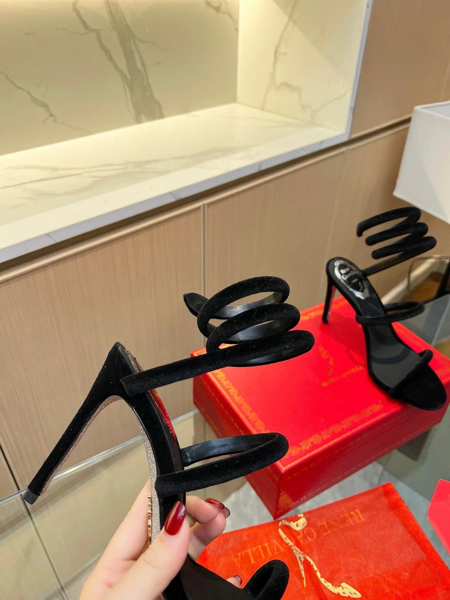 Velvet Snake Crystal Sandals