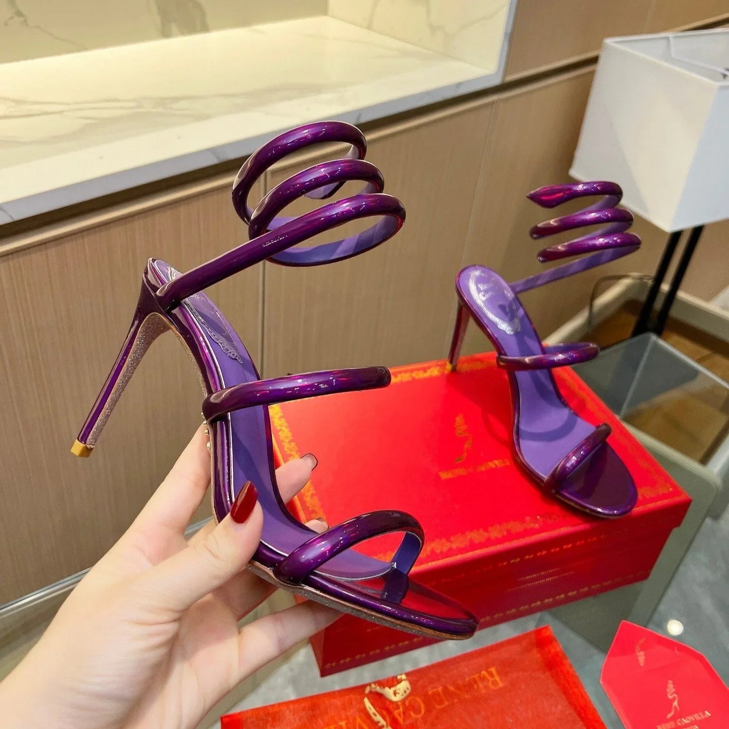 Velvet Snake Crystal Sandals