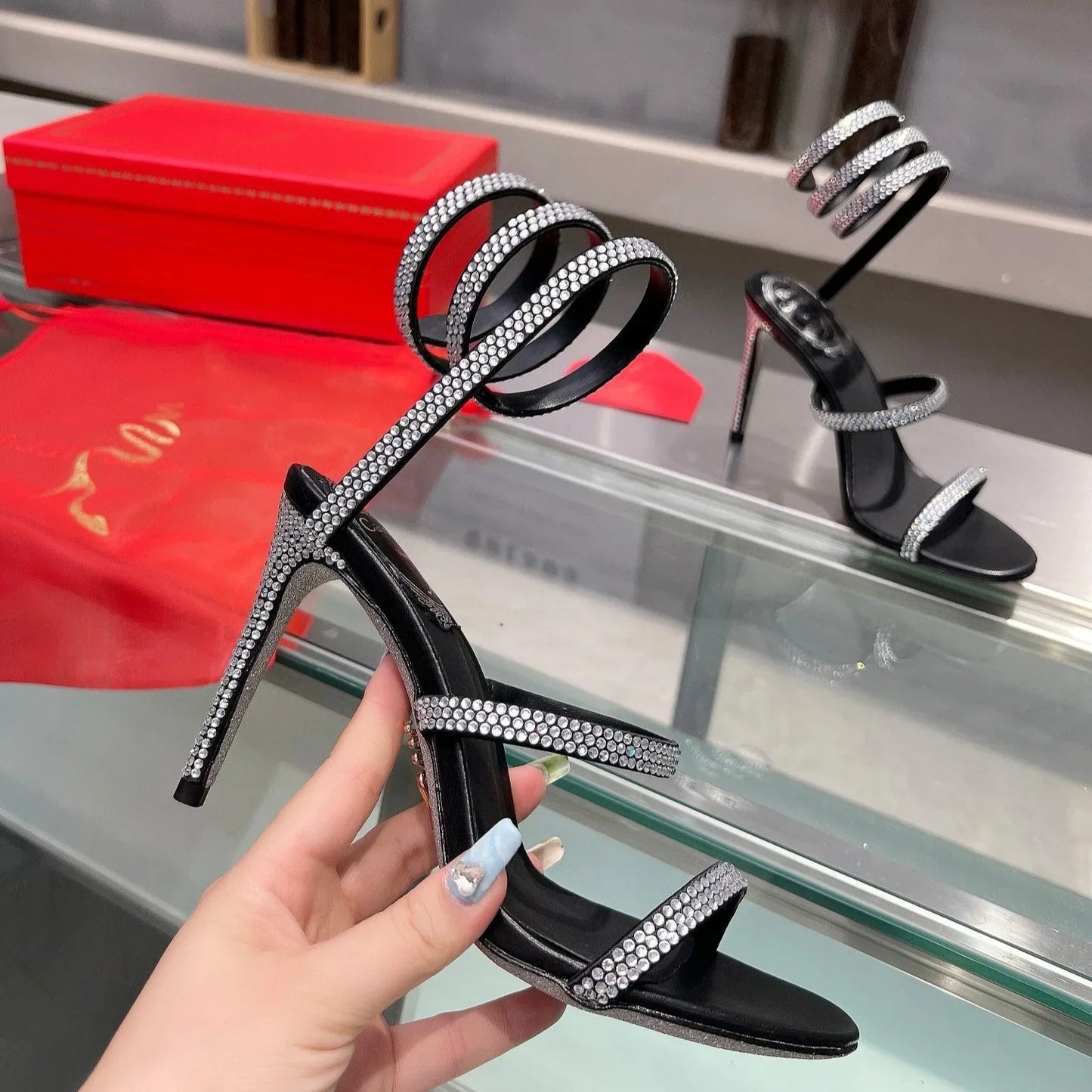 Silk Snake Crystal Sandals