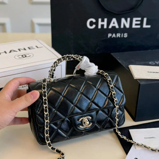 Mini Quilted Chain Top-Handle Bag